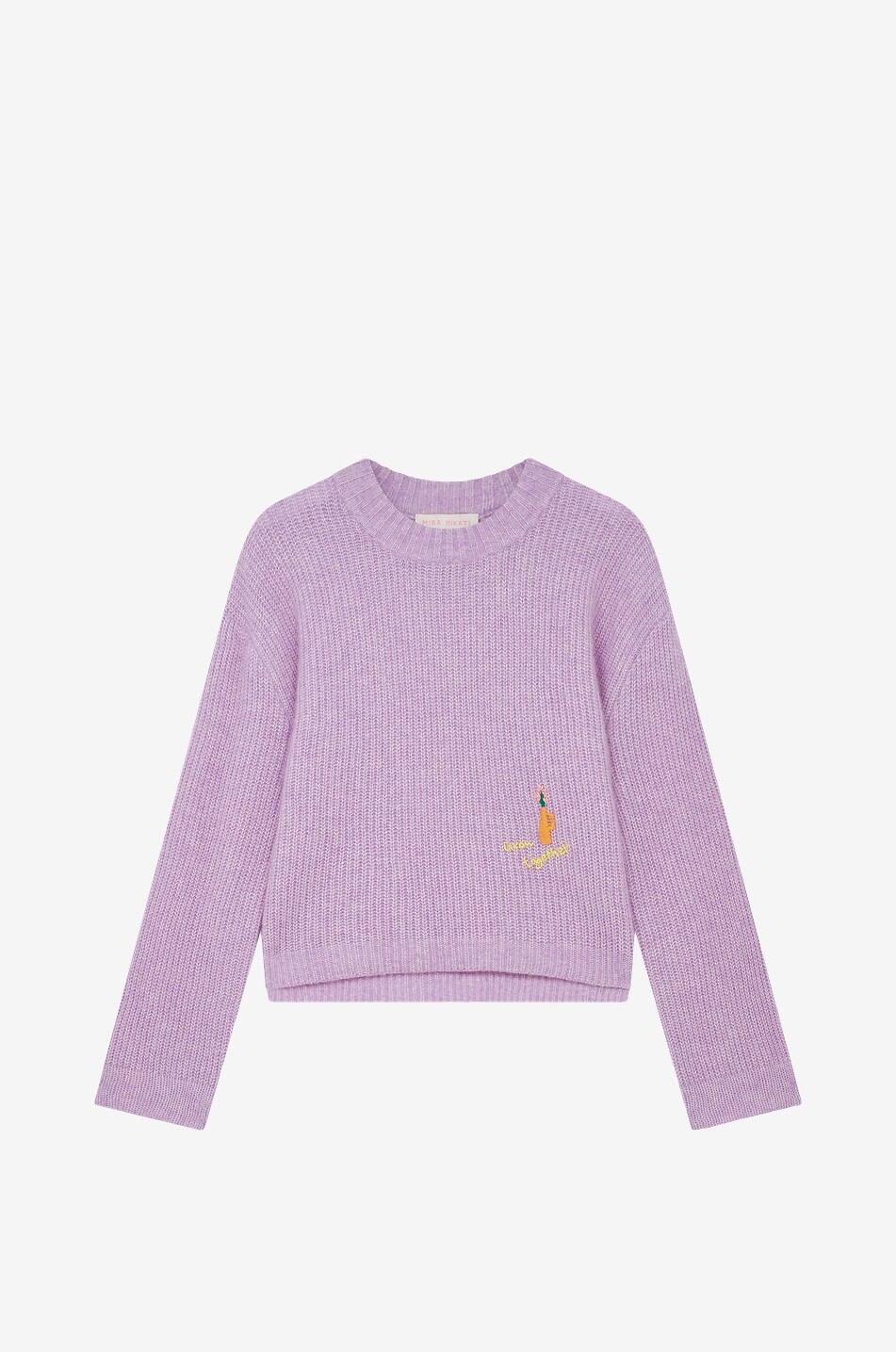 Weiter Pullover mit Rundhalsausschnitt bestickt aus Kaschmir-Mix