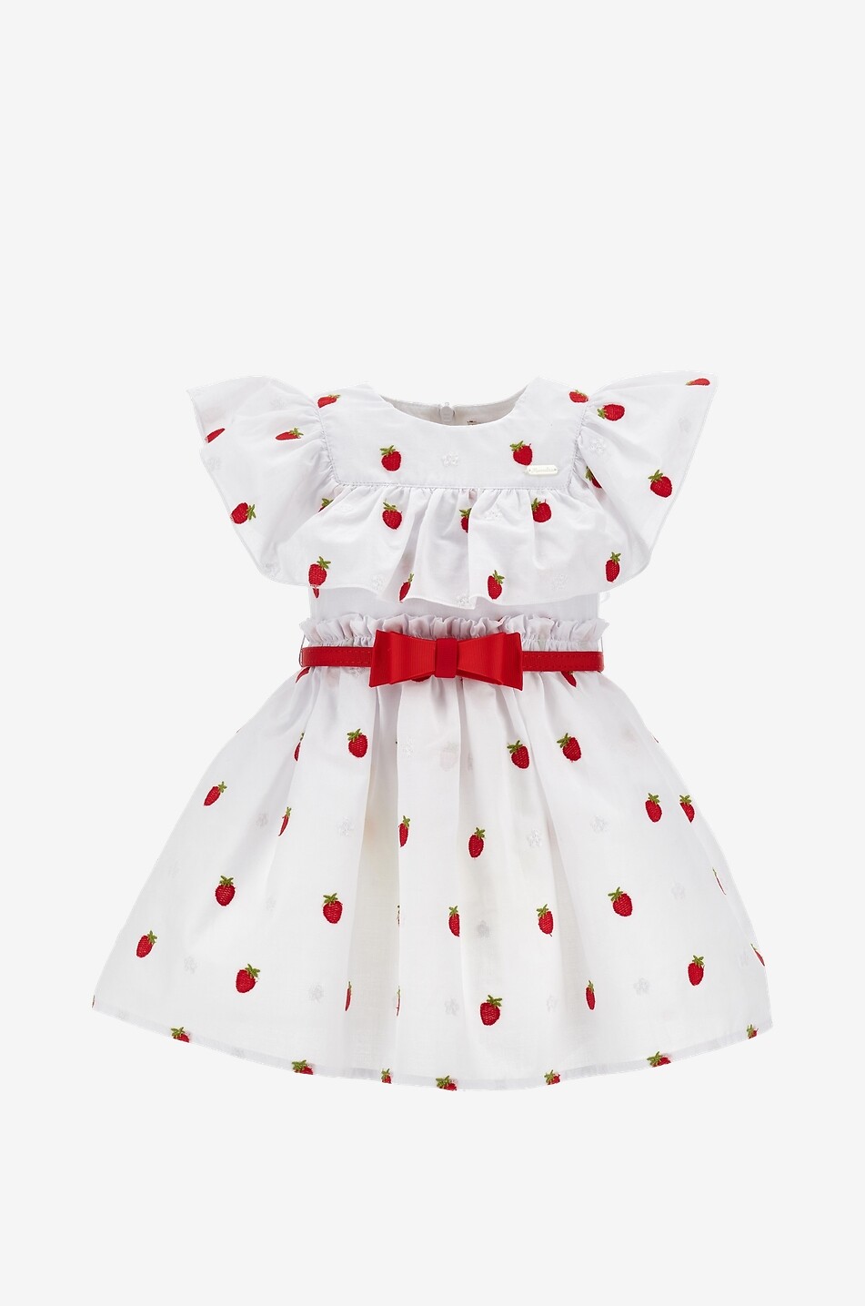 Baby strawberry embroidered cotton dress