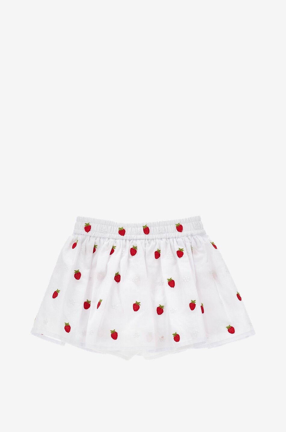 MONNALISA Baby girl's embroidered cotton short skirt strawberry motif Baby WHITE 2