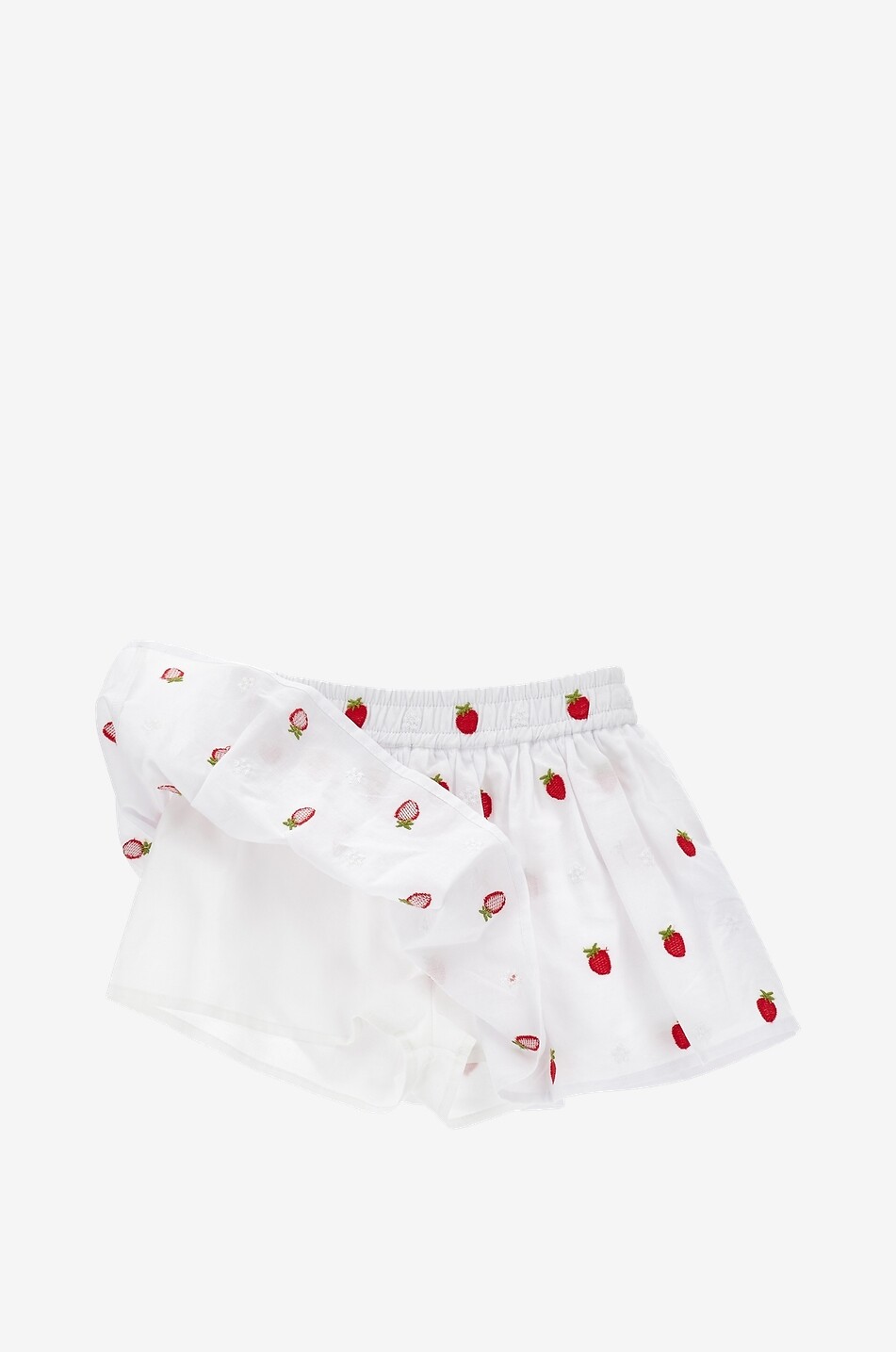 MONNALISA Baby girl's embroidered cotton short skirt strawberry motif Baby WHITE 3