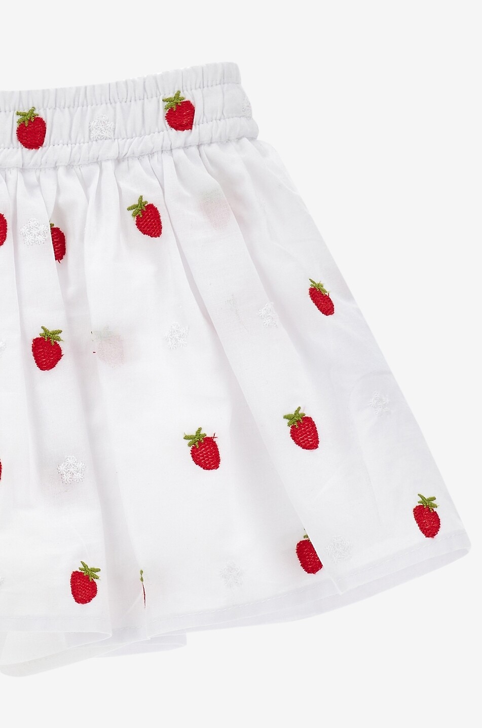 MONNALISA Baby girl's embroidered cotton short skirt strawberry motif Baby WHITE 4
