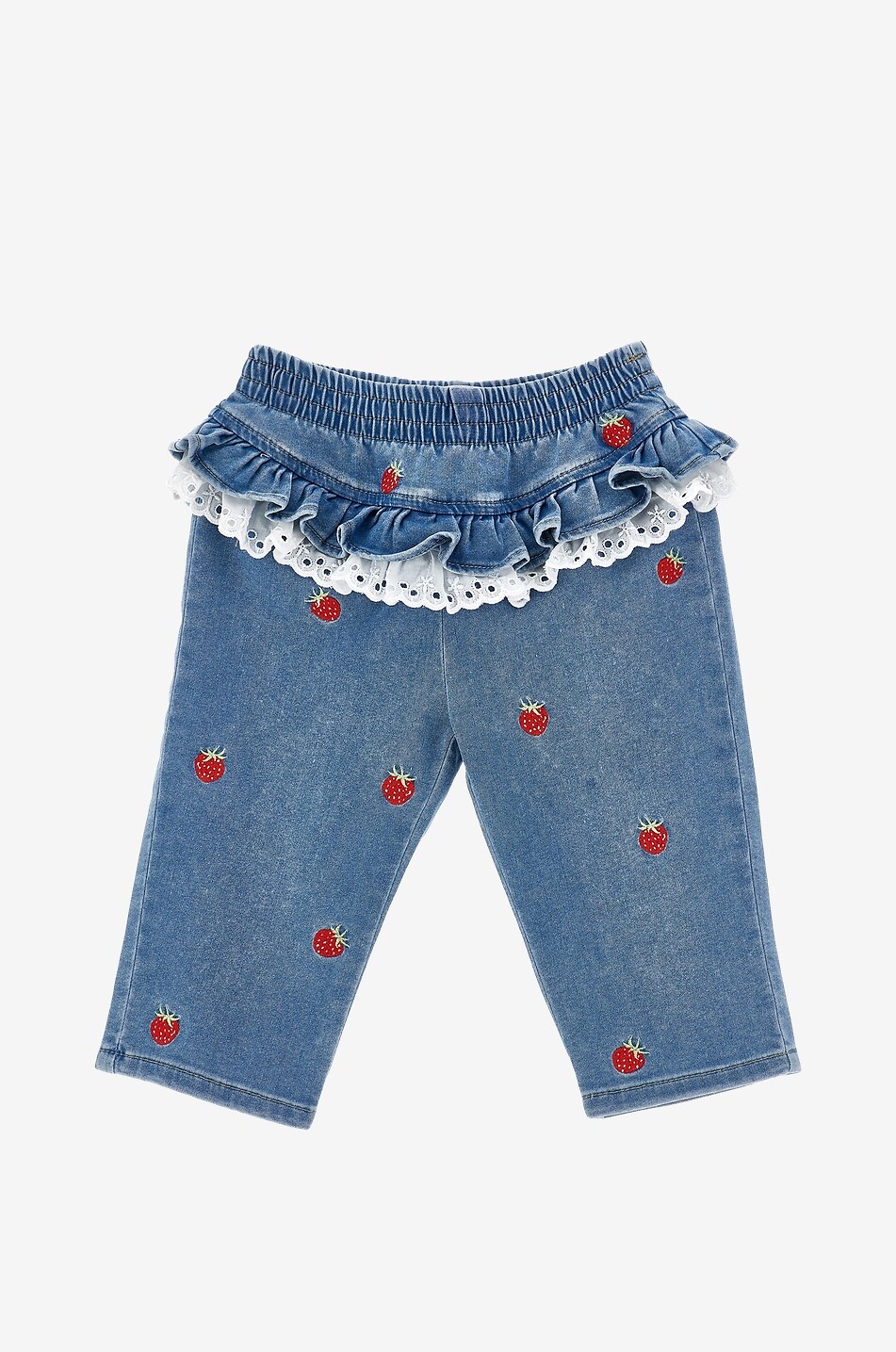 Girl's embroidered denim straight jeans