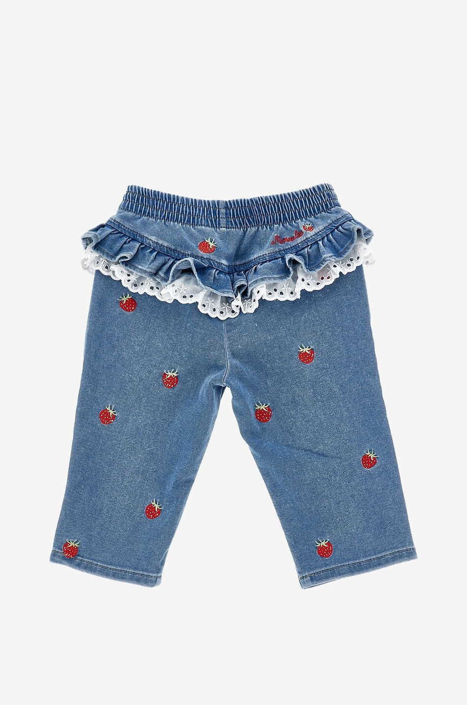 MONNALISA Girl's embroidered denim straight jeans Baby BLUE 2