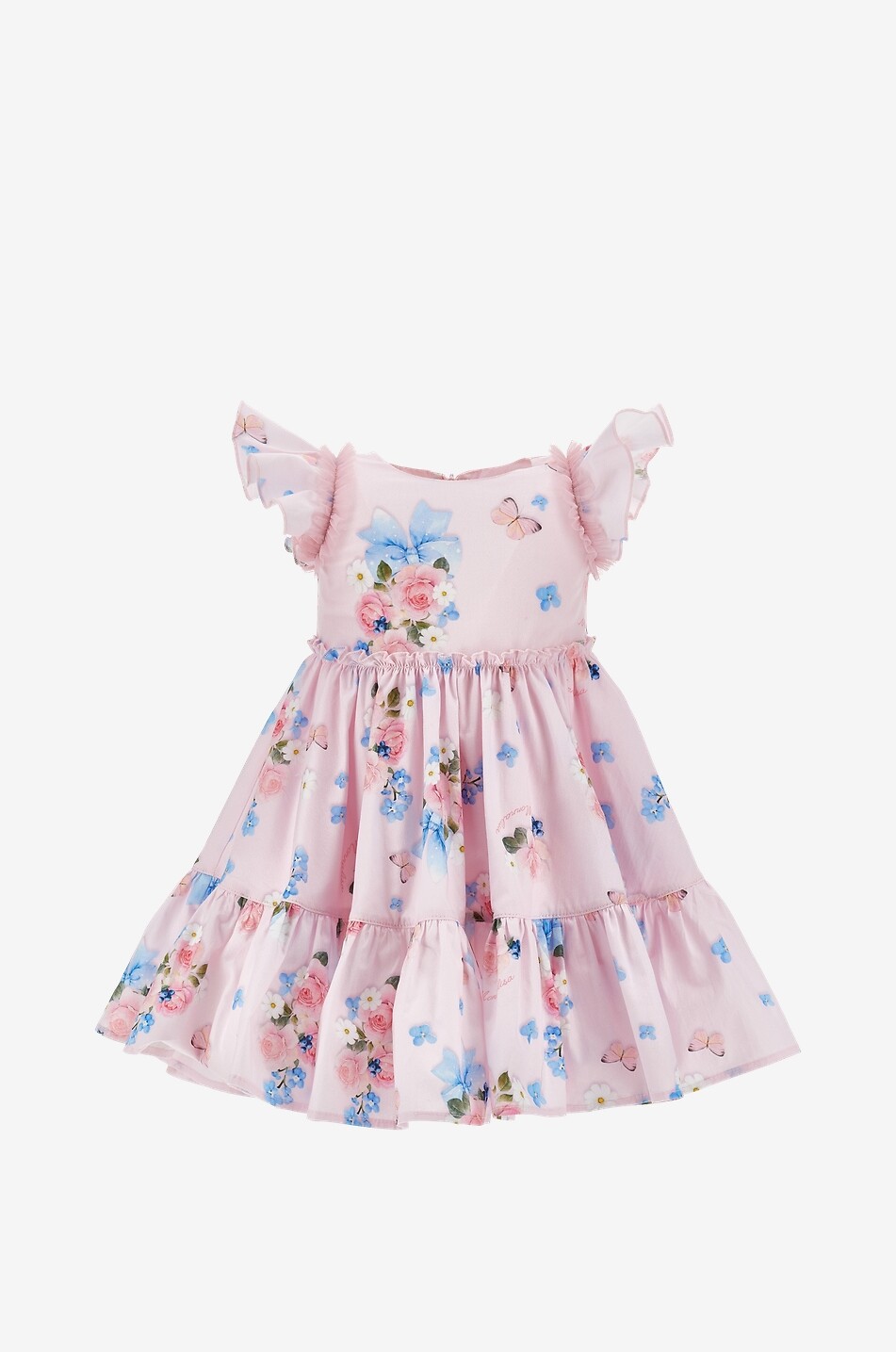 Geblümtes Stufenvolantkleid aus Baumwolle für Babys