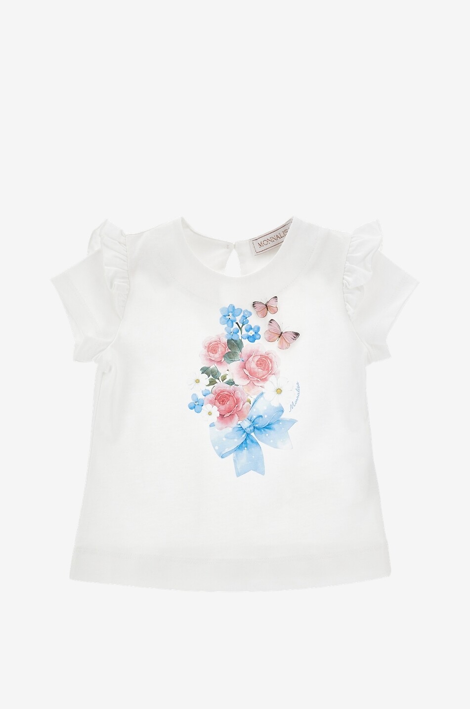 Baby-Kurzarm-T-Shirt mit Rüschen und Bouquet-Print