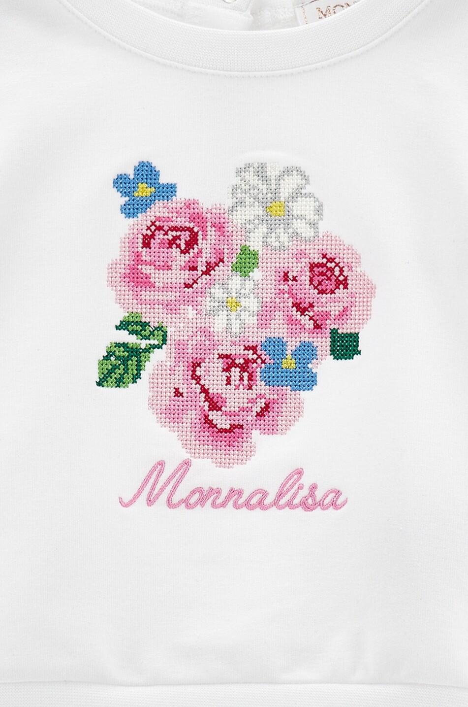MONNALISA Sweat-shirt bébé à col rond et volants brodé bouquet floral Bébé BLANC 3