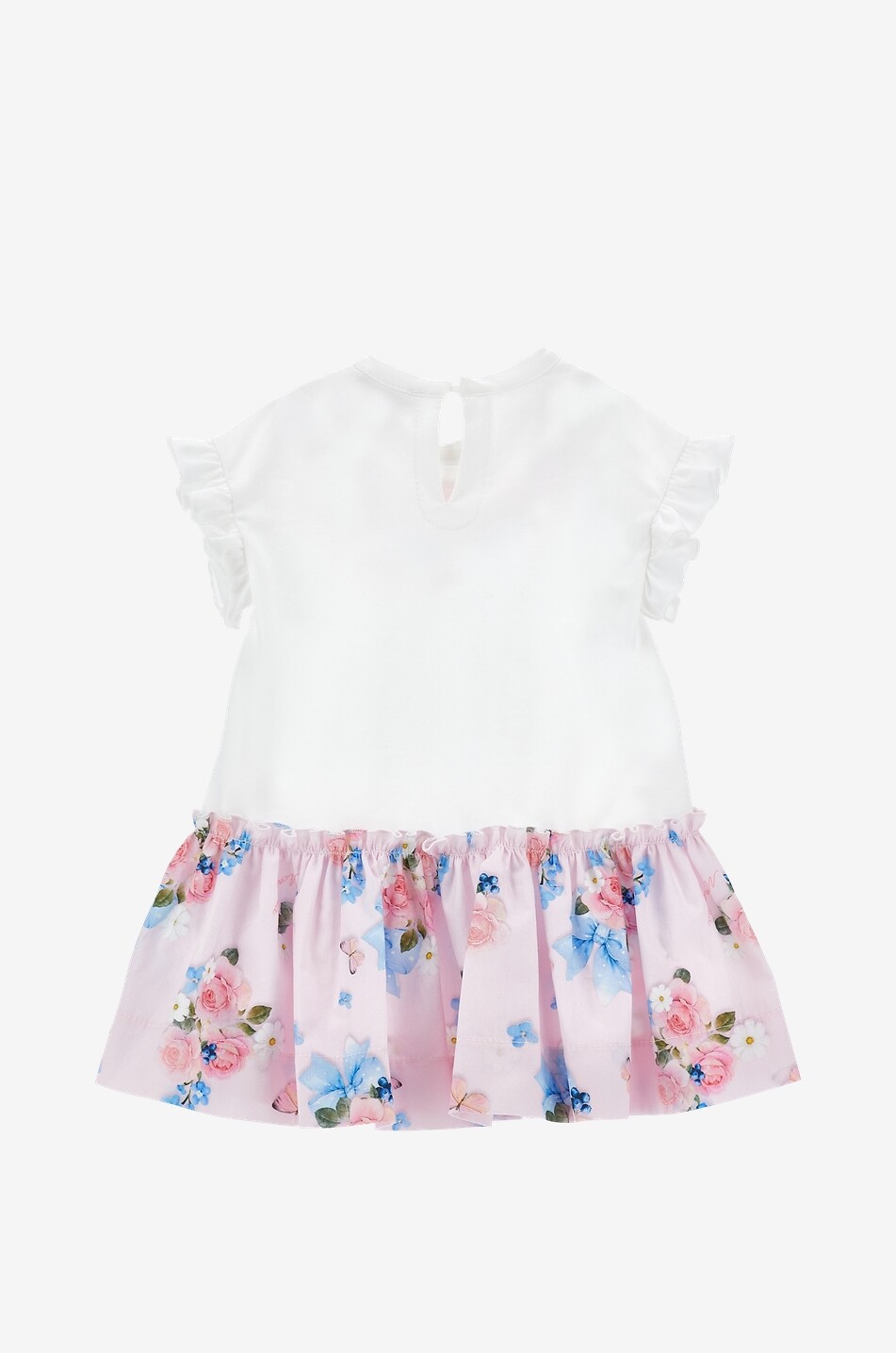 MONNALISA Flower-printed ruffled baby bi-material dress Baby MULTI COLOURED 2