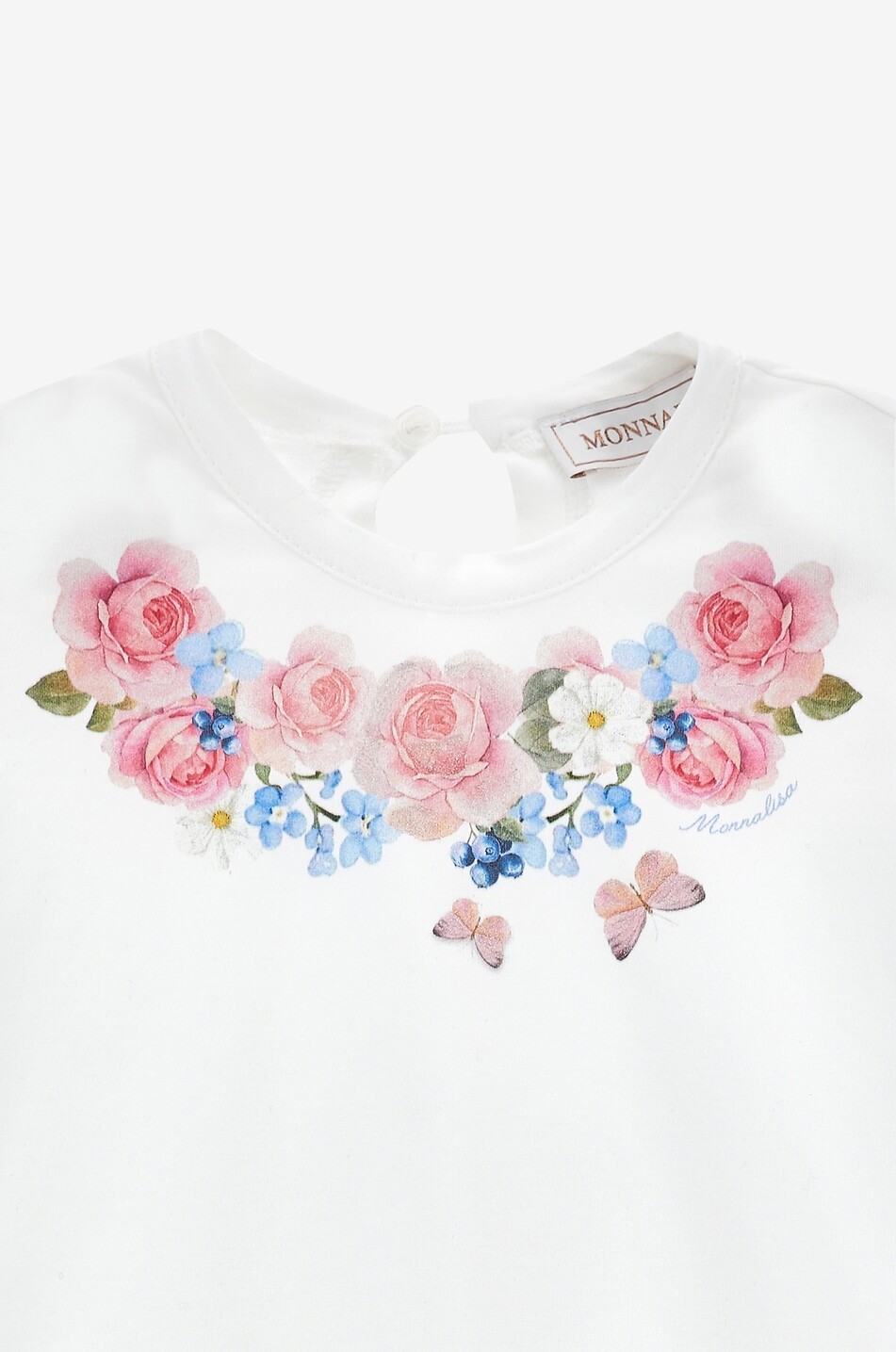 MONNALISA Flower-printed ruffled baby bi-material dress Baby MULTI COLOURED 3
