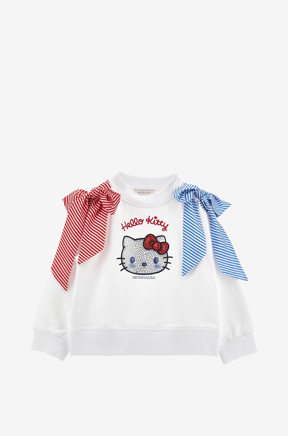 MONNALISA Sweat-shirt à col rond et nœuds fille Helly Kitty Fille BLANC 1