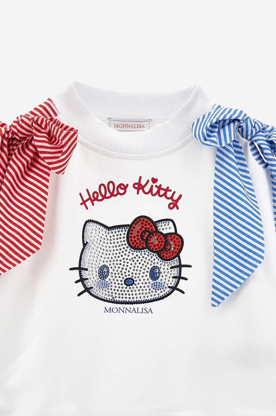 MONNALISA Sweat-shirt à col rond et nœuds fille Helly Kitty Fille BLANC 3