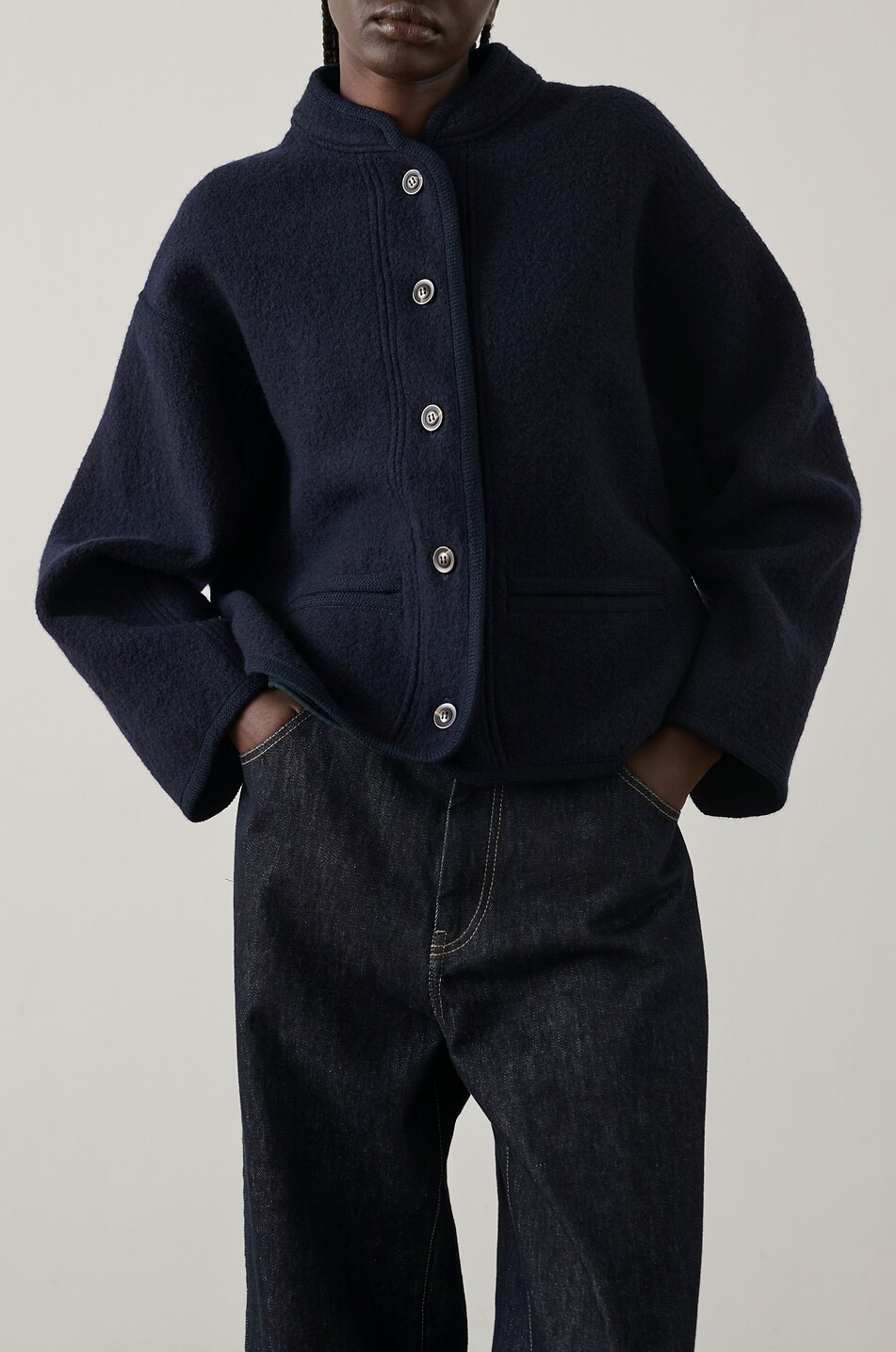 SOEUR Jean large en coton biologique mélangé Hunter Femme BLEU FONCE 4