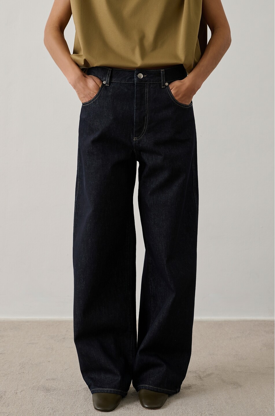 SOEUR Jean large en coton biologique mélangé Hunter Femme BLEU FONCE 6