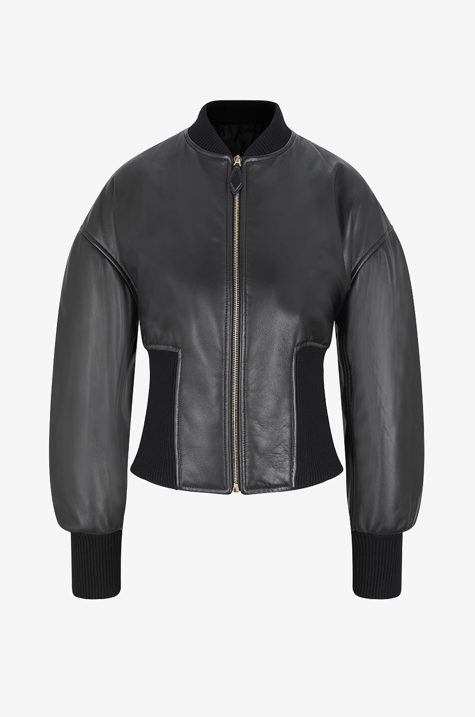 ALAÏA Cinched Bomber leather jacket Women BLACK 1
