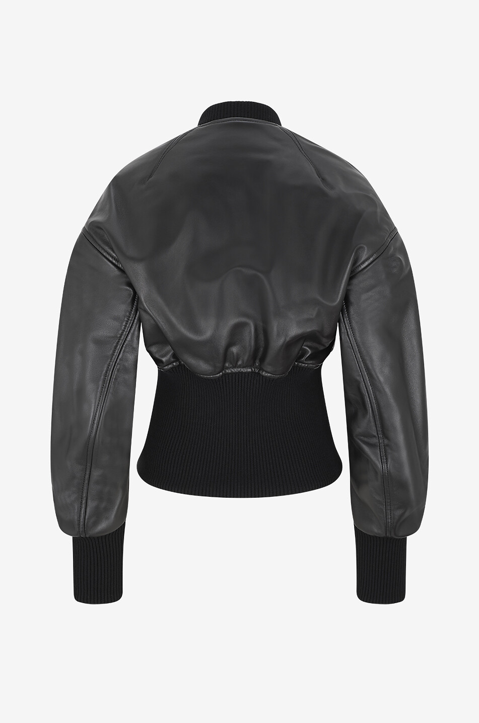 ALAÏA Cinched Bomber leather jacket Women BLACK 2