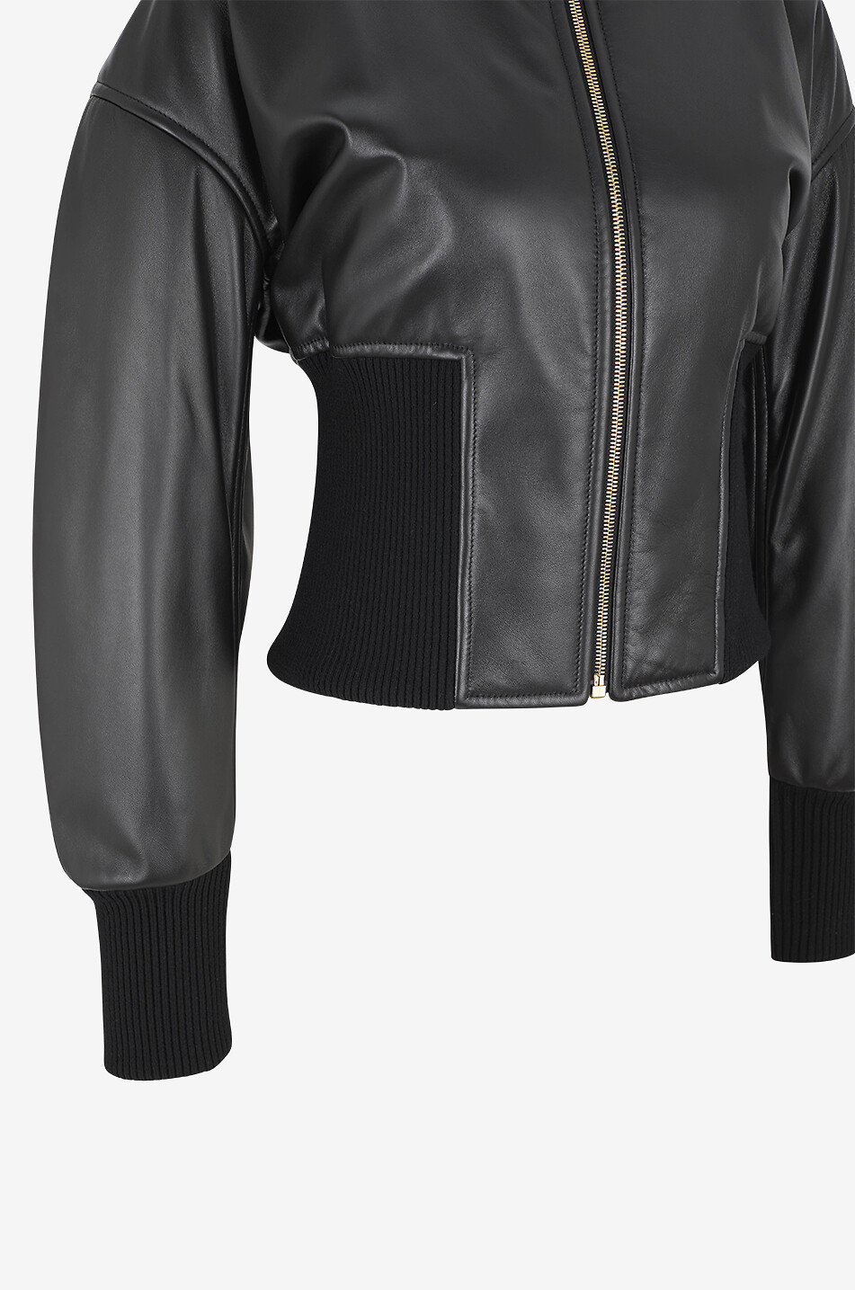 ALAÏA Cinched Bomber leather jacket Women BLACK 3