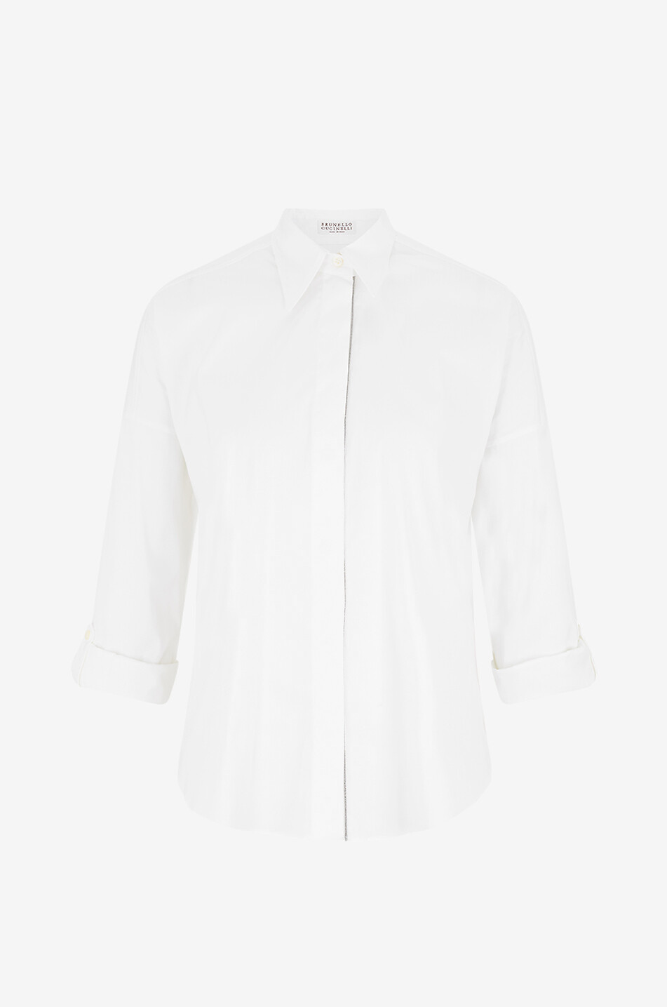 BRUNELLO CUCINELLI Shiny Trim loose poplin stretch shirt Women WHITE 1