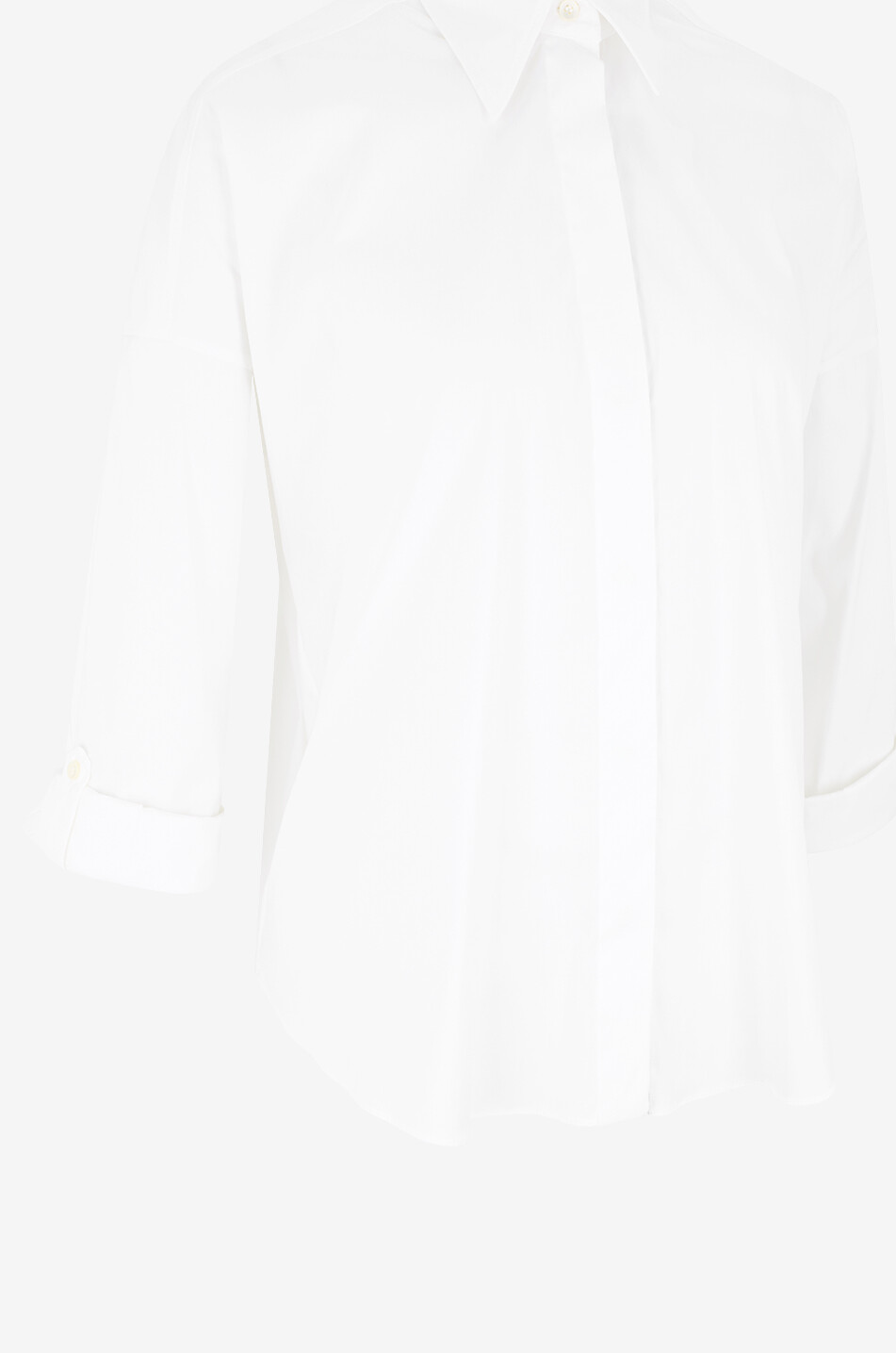 BRUNELLO CUCINELLI Shiny Trim loose poplin stretch shirt Women WHITE 3