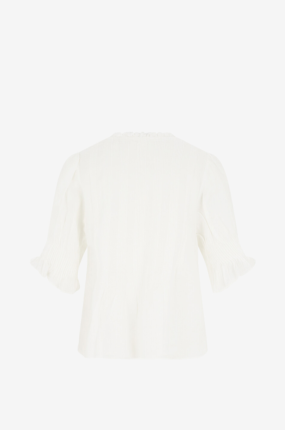 DÔEN Top en ramie à volants et manches bouffantes Karlie Femme BLANC 2