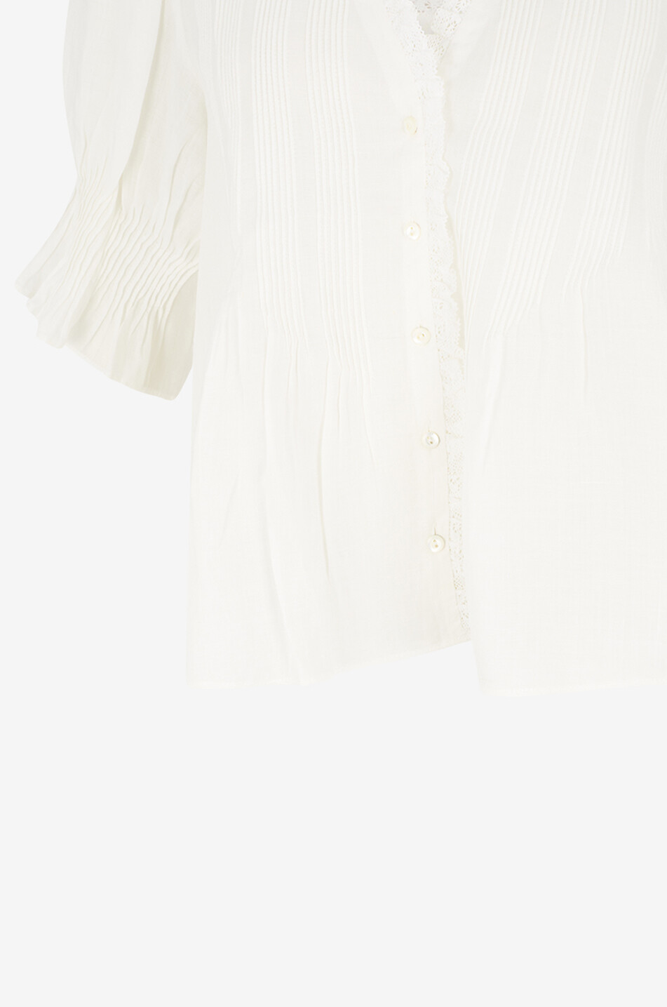 DÔEN Top en ramie à volants et manches bouffantes Karlie Femme BLANC 3