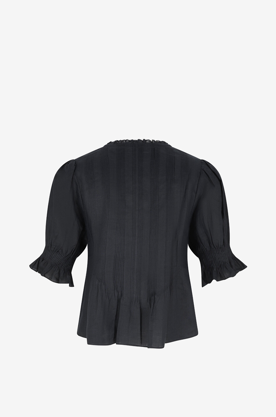 DÔEN Top en ramie à volants et manches bouffantes Karlie Femme NOIR 2