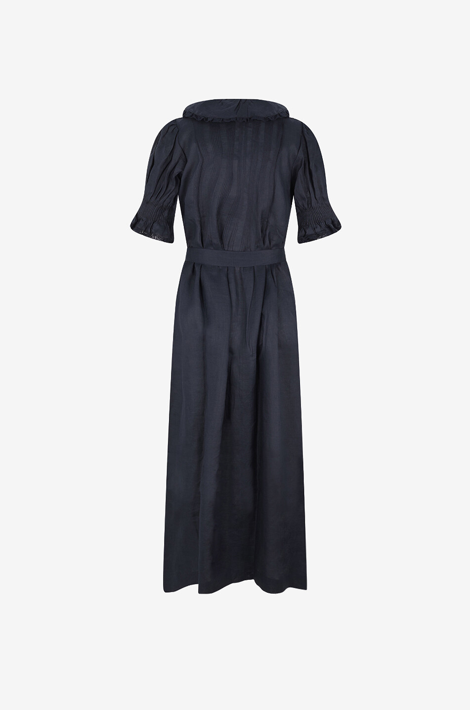 DÔEN Harriette ruffled midi ramie shirt dress Women DARK BLUE 2