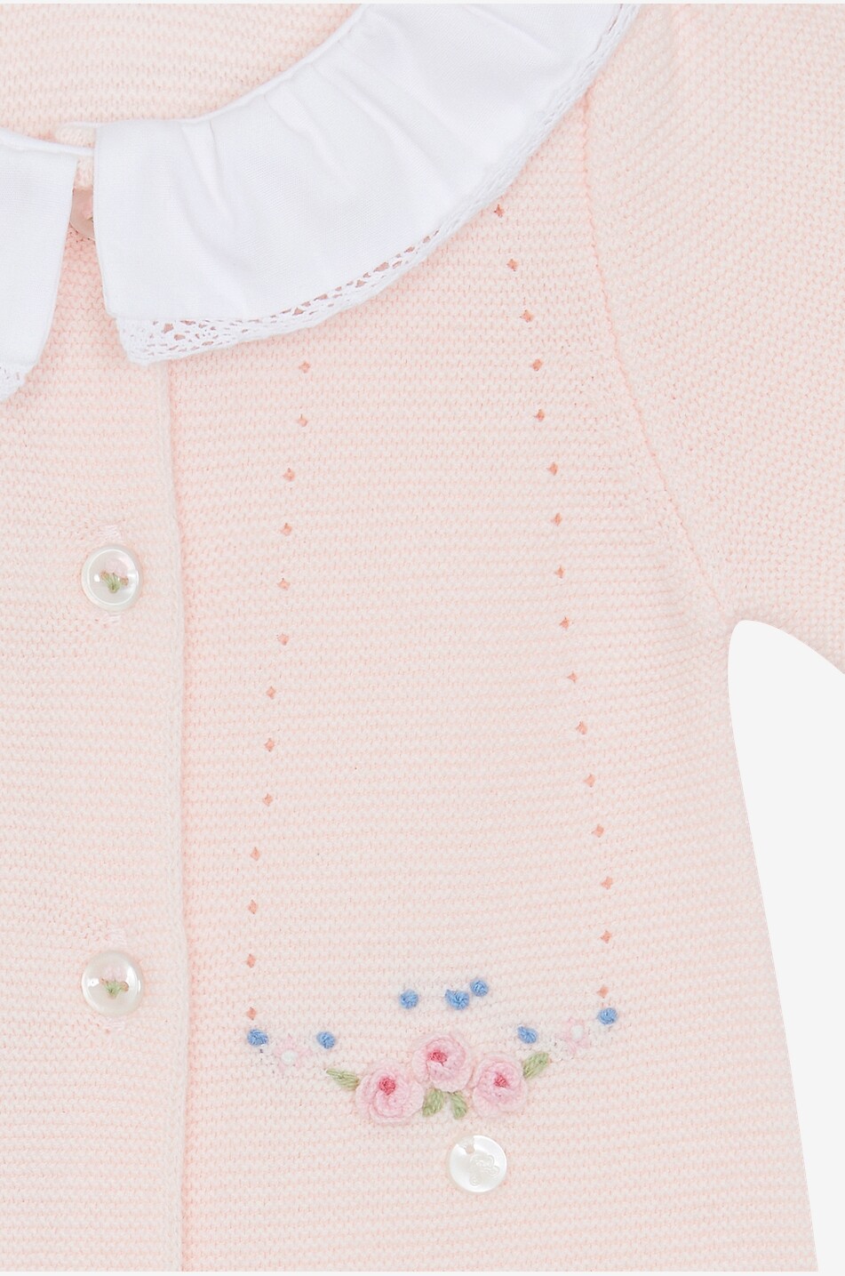 TARTINE ET CHOCOLAT Combinaison en maille de coton bébé brodée fleurs Bébé ROSE CLAIR 3