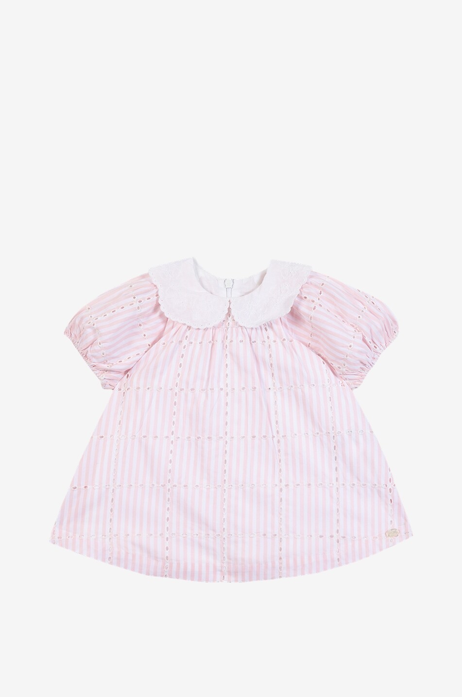 TARTINE ET CHOCOLAT Striped short cotton baby dress with openwork embroidery Baby PINK 1