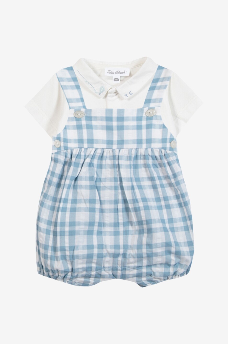 Baby checked cotton dungarees and bodysuit set