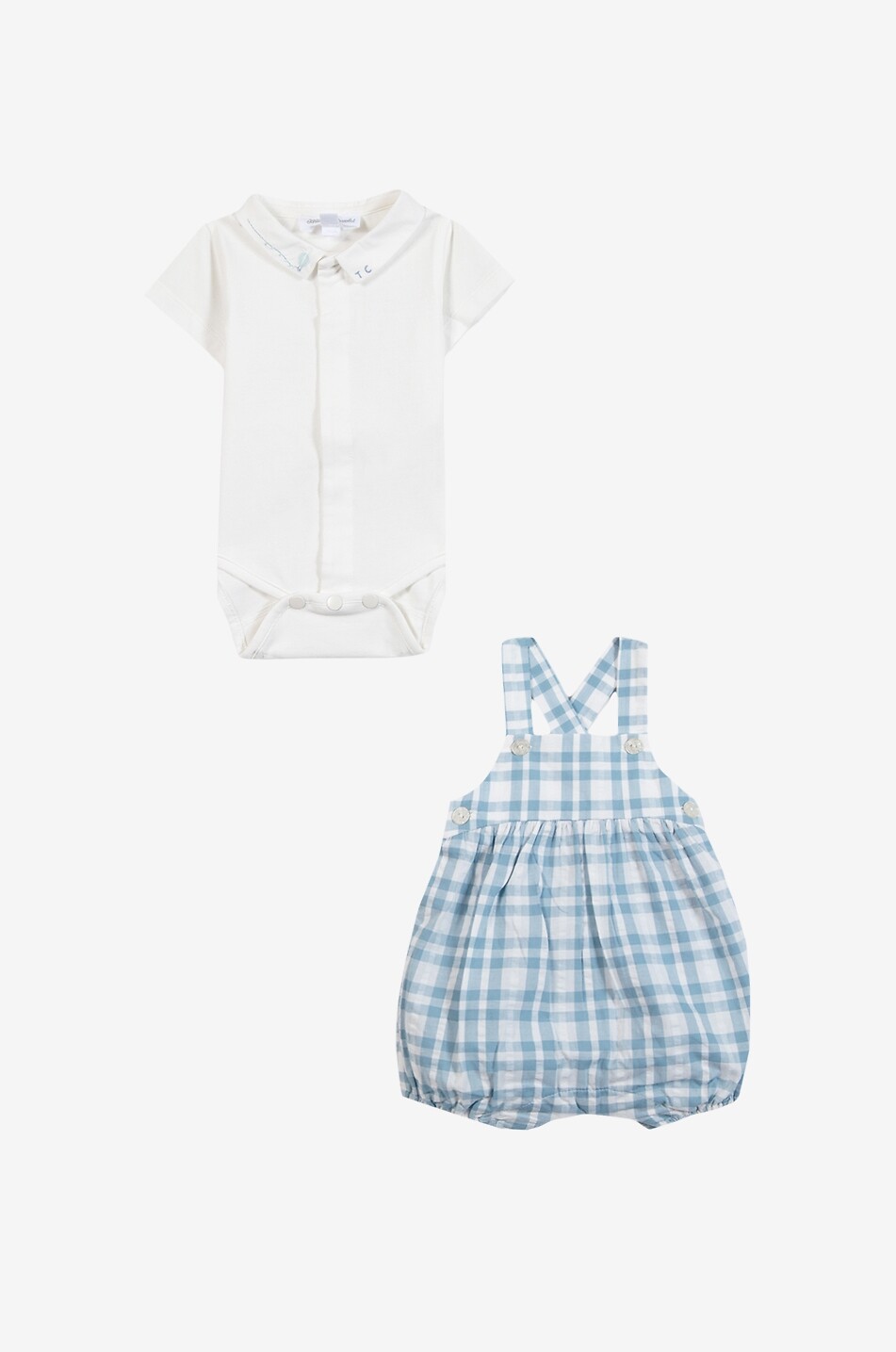 TARTINE ET CHOCOLAT Baby checked cotton dungarees and bodysuit set Baby LIGHT BLUE 2