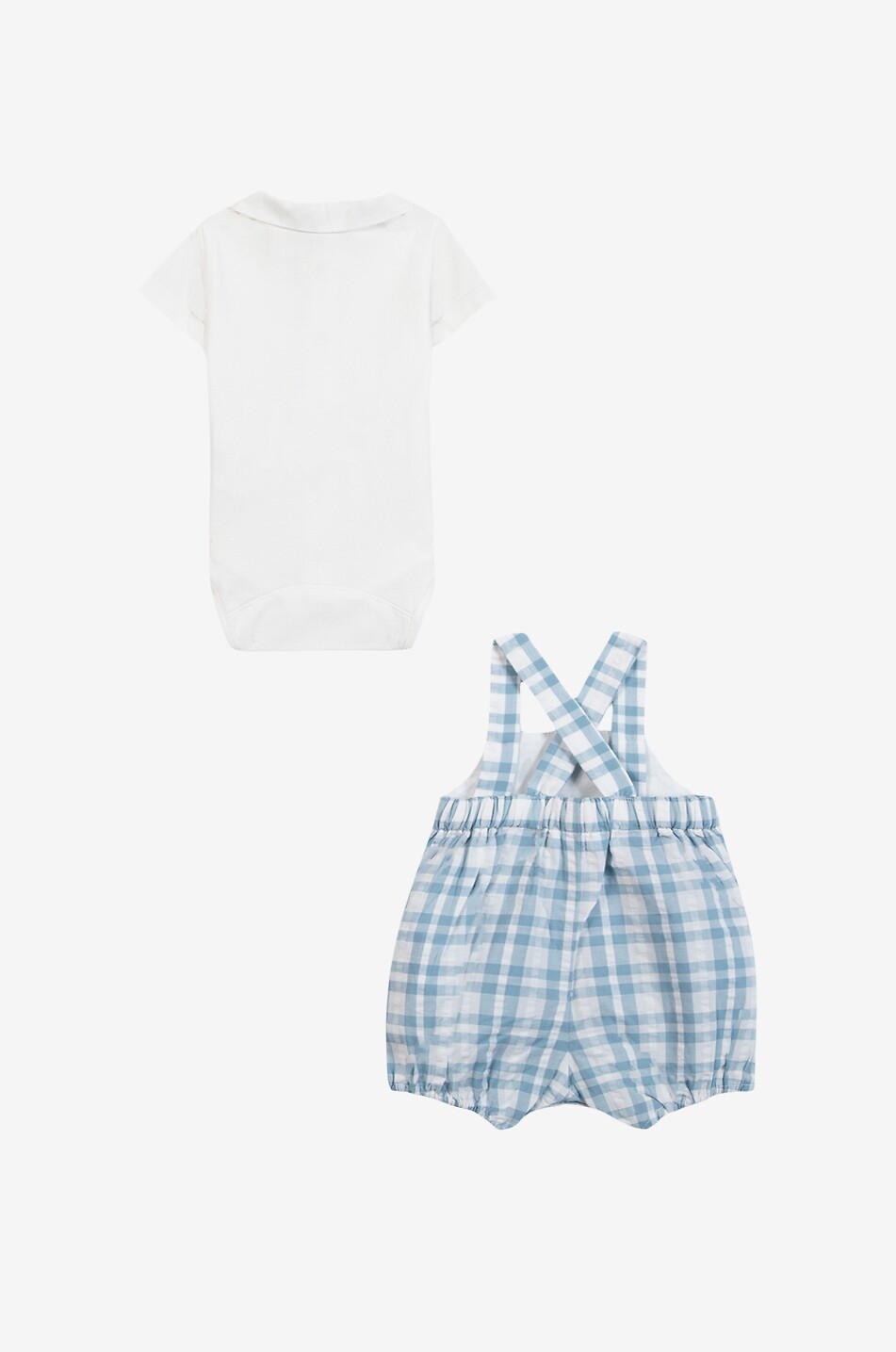 TARTINE ET CHOCOLAT Baby checked cotton dungarees and bodysuit set Baby LIGHT BLUE 3