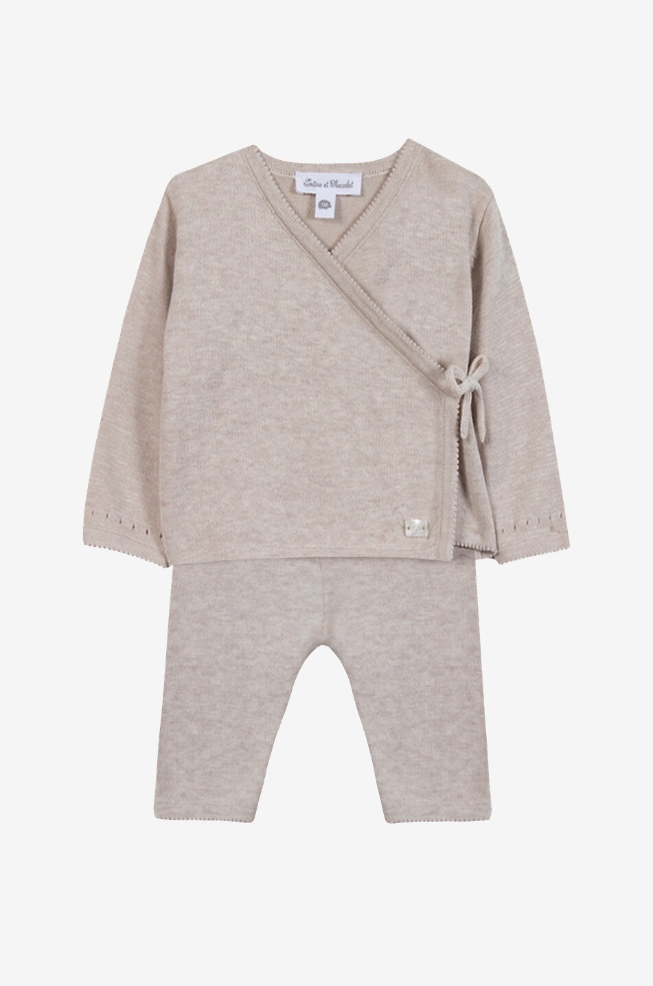 Baby-Set Hose und Cardigan aus meliertem Baumwollstrick