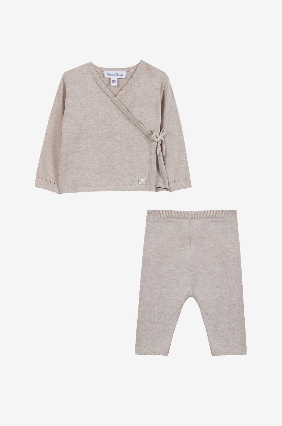TARTINE ET CHOCOLAT Baby-Set Hose und Cardigan aus meliertem Baumwollstrick Baby [akeneo-beigefonce] 2