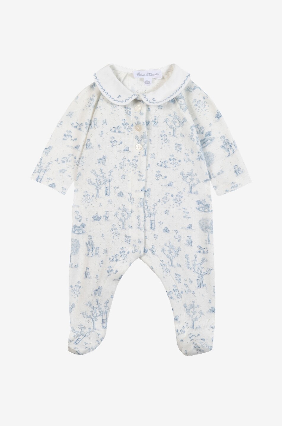 TARTINE ET CHOCOLAT Baby-Schlafanzug aus jersey mit Toile de Jouy-Print Baby HELLBLAU 1