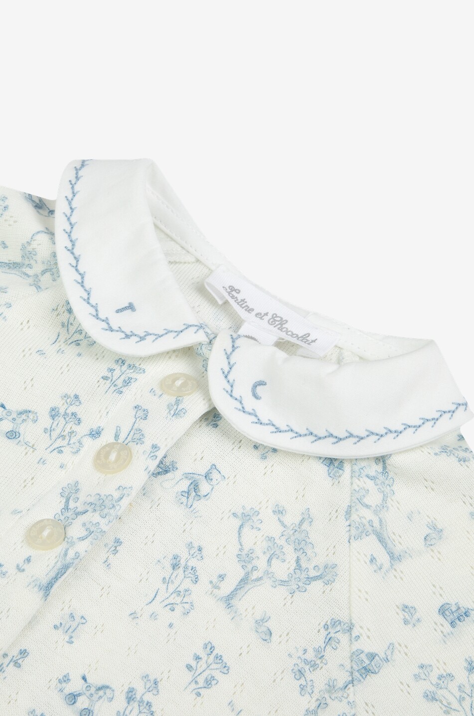 TARTINE ET CHOCOLAT Baby-Schlafanzug aus jersey mit Toile de Jouy-Print Baby HELLBLAU 3