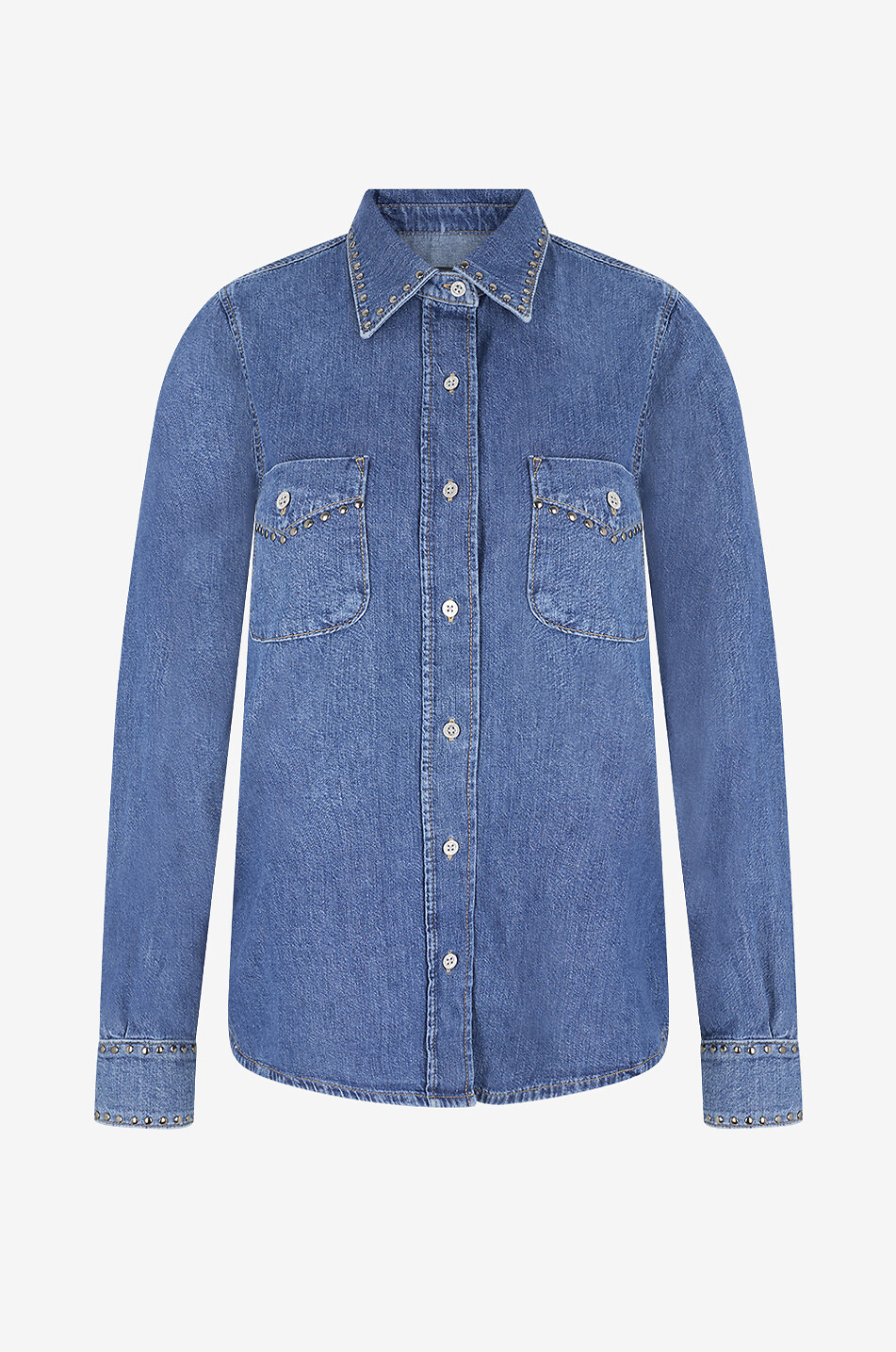 7 FOR ALL MANKIND Jeanshemd mit Nieten Western Damen BLAU 1