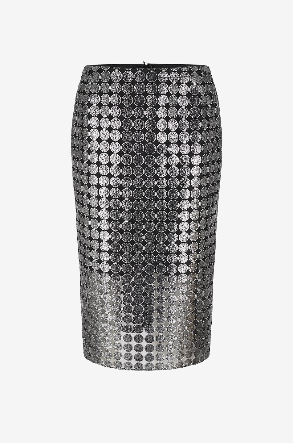 AKRIS PUNTO Jupe crayon ajourée à pois métallisés Femme GRIS MOYEN 1