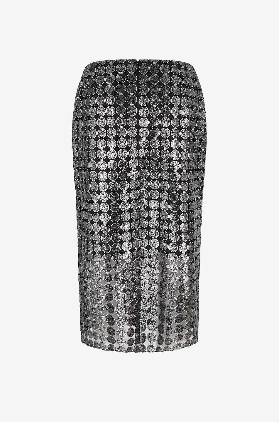 AKRIS PUNTO Jupe crayon ajourée à pois métallisés Femme GRIS MOYEN 2