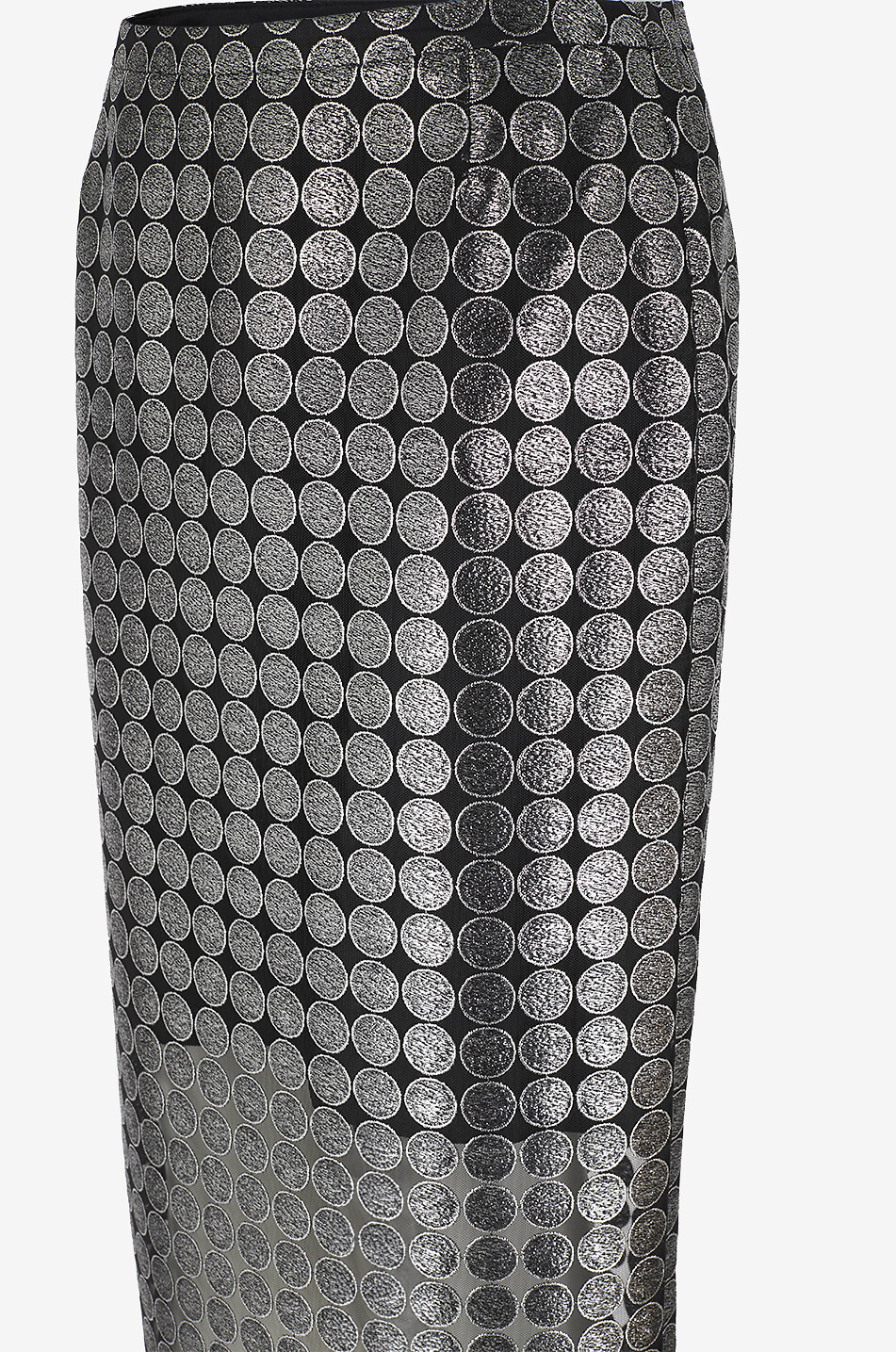 AKRIS PUNTO Jupe crayon ajourée à pois métallisés Femme GRIS MOYEN 7