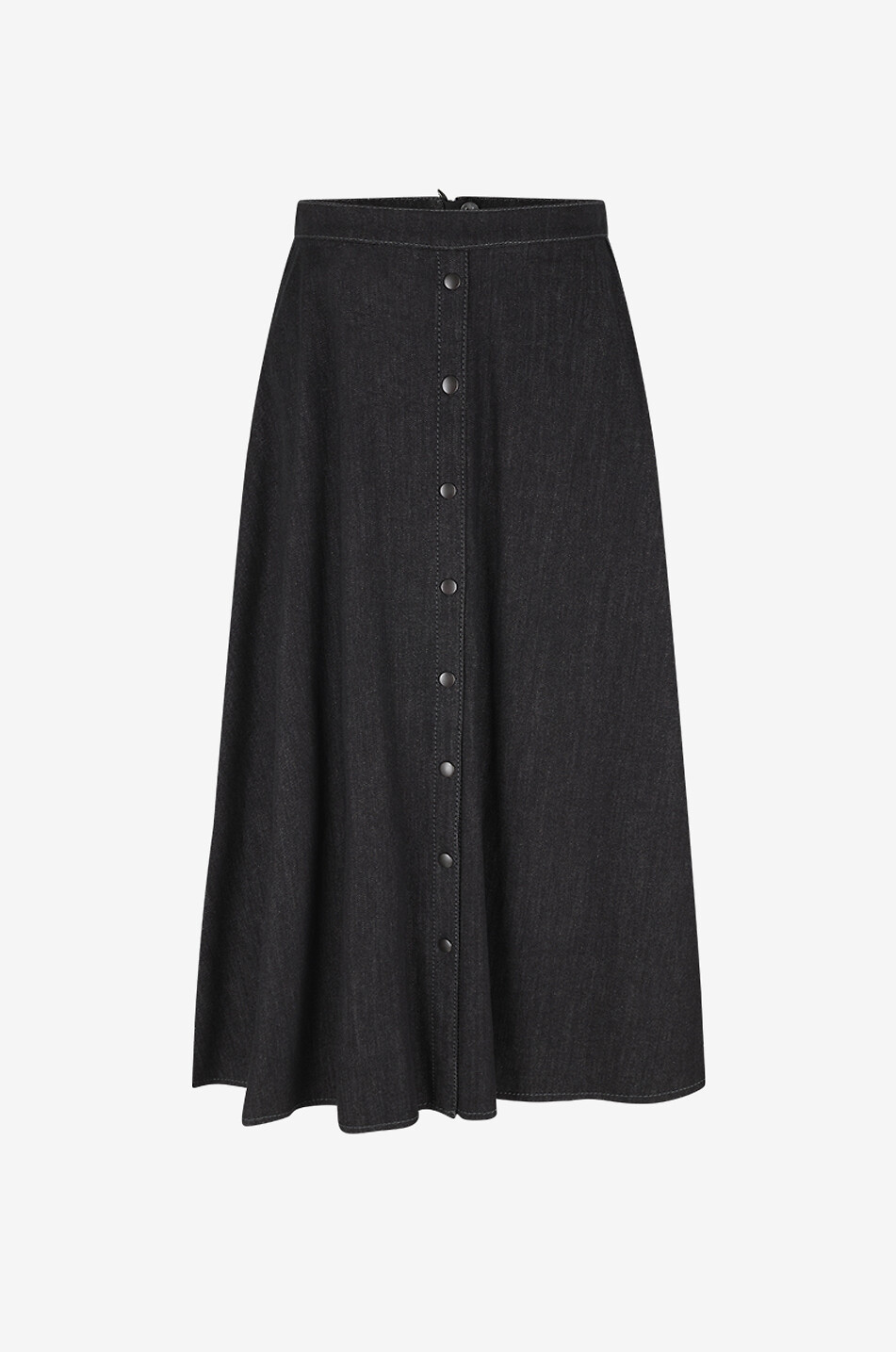 AKRIS PUNTO Jupe midi évasée boutonnée en denim Femme NOIR 1