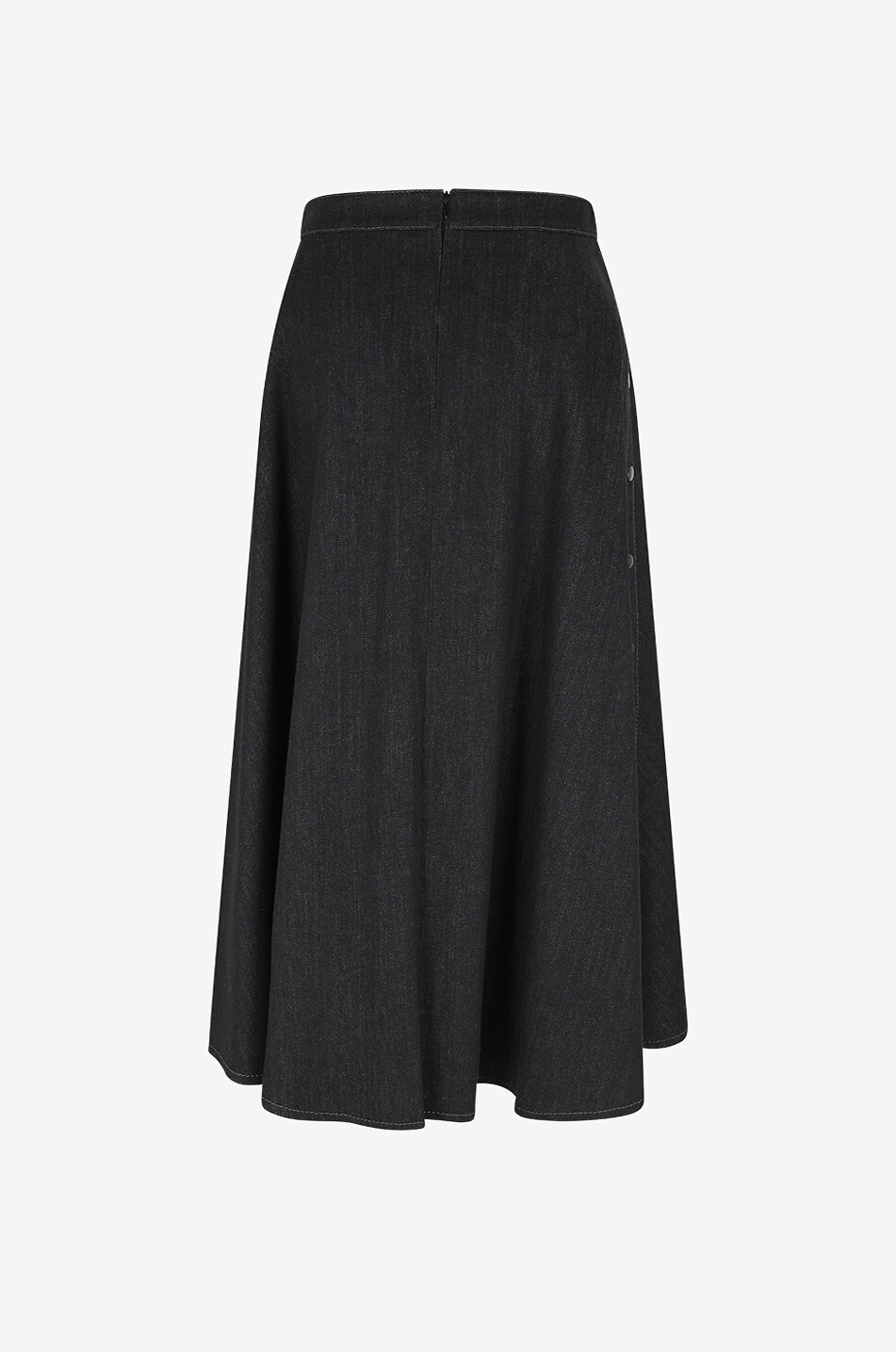 AKRIS PUNTO Jupe midi évasée boutonnée en denim Femme NOIR 2