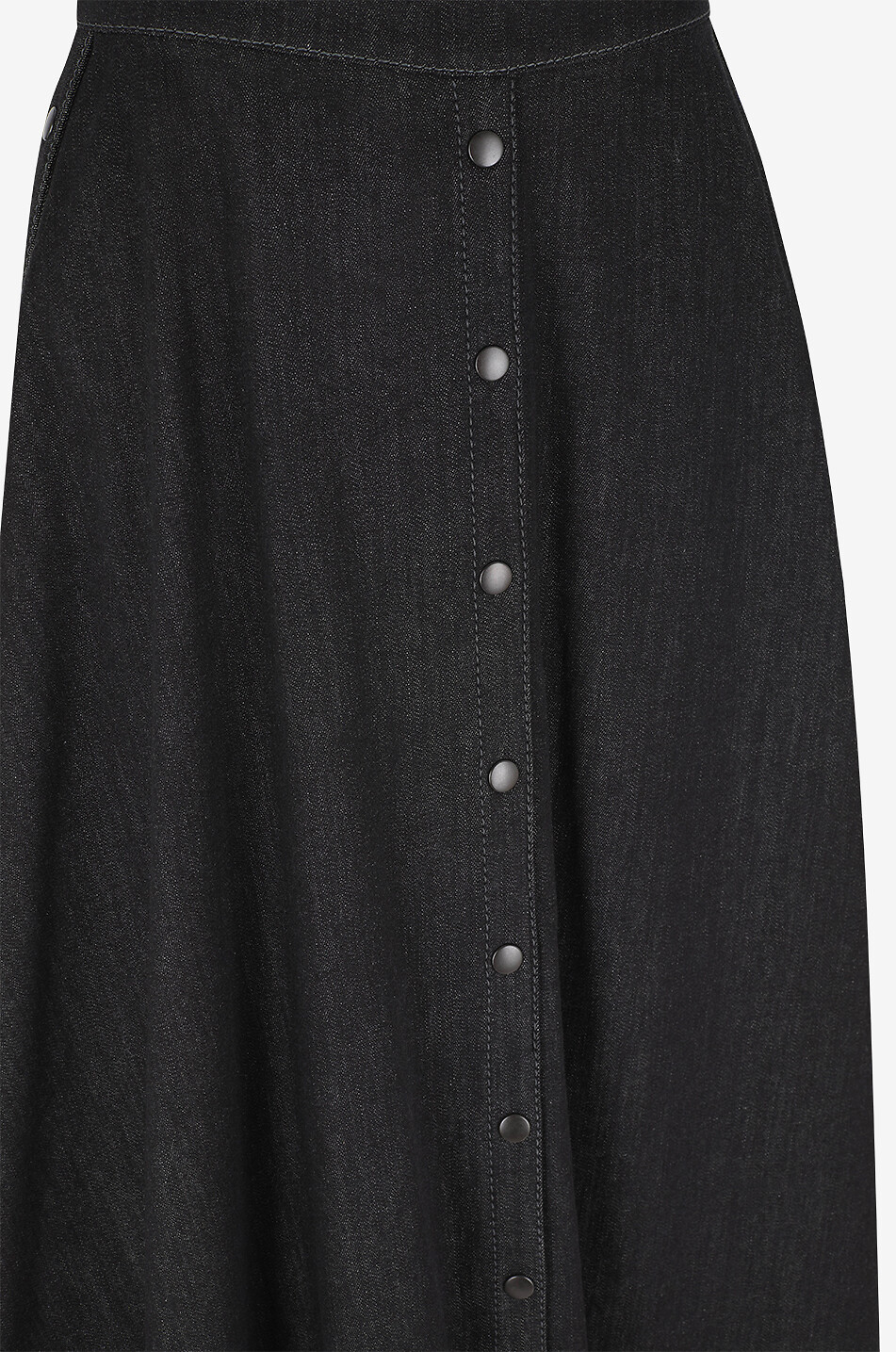 AKRIS PUNTO Jupe midi évasée boutonnée en denim Femme NOIR 4