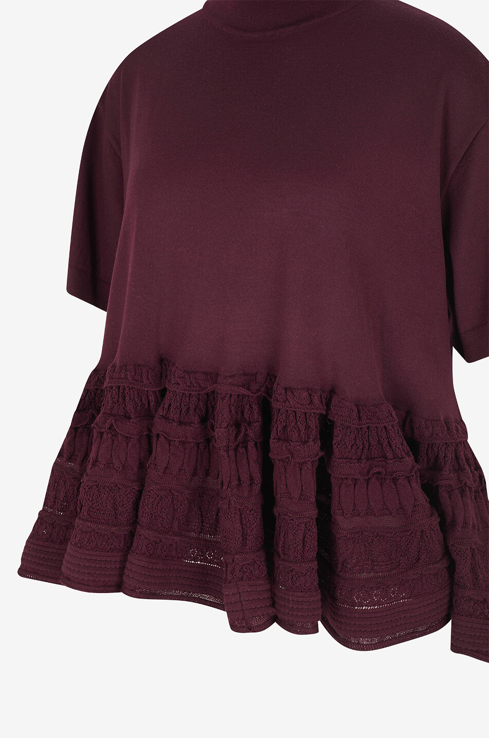 ALAÏA Crinoline Peplum virgin wool high-neck top Women DARK RED 3