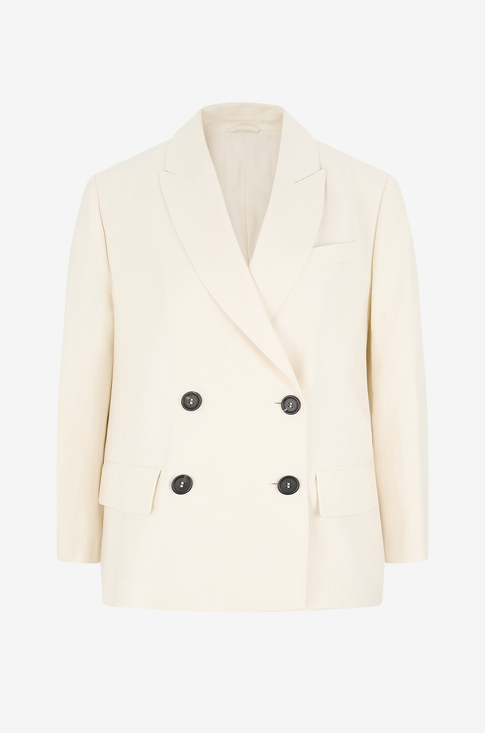 Kurzer zweireihiger Blazer aus Viskose- und Leinentwill Monili