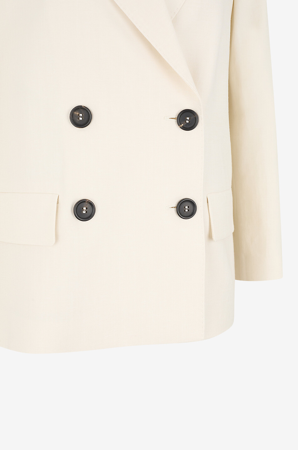 BRUNELLO CUCINELLI Kurzer zweireihiger Blazer aus Viskose- und Leinentwill Monili Damen CREMEFARBEN 3