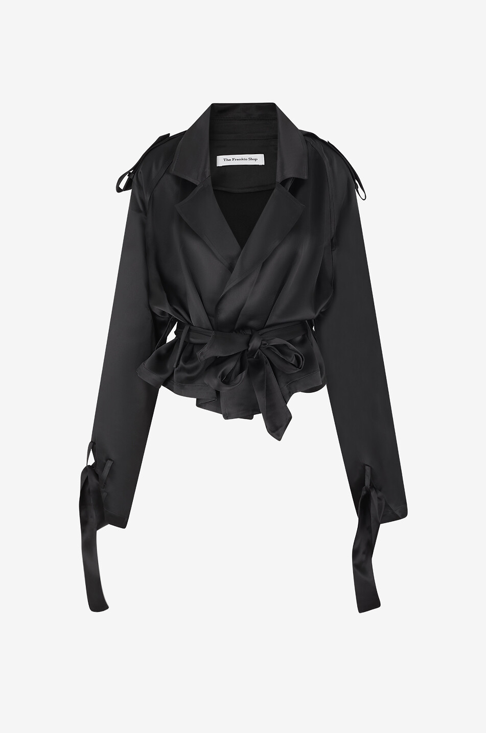 THE FRANKIE SHOP Simona satin short trench with raglan sleeves Women BLACK 1
