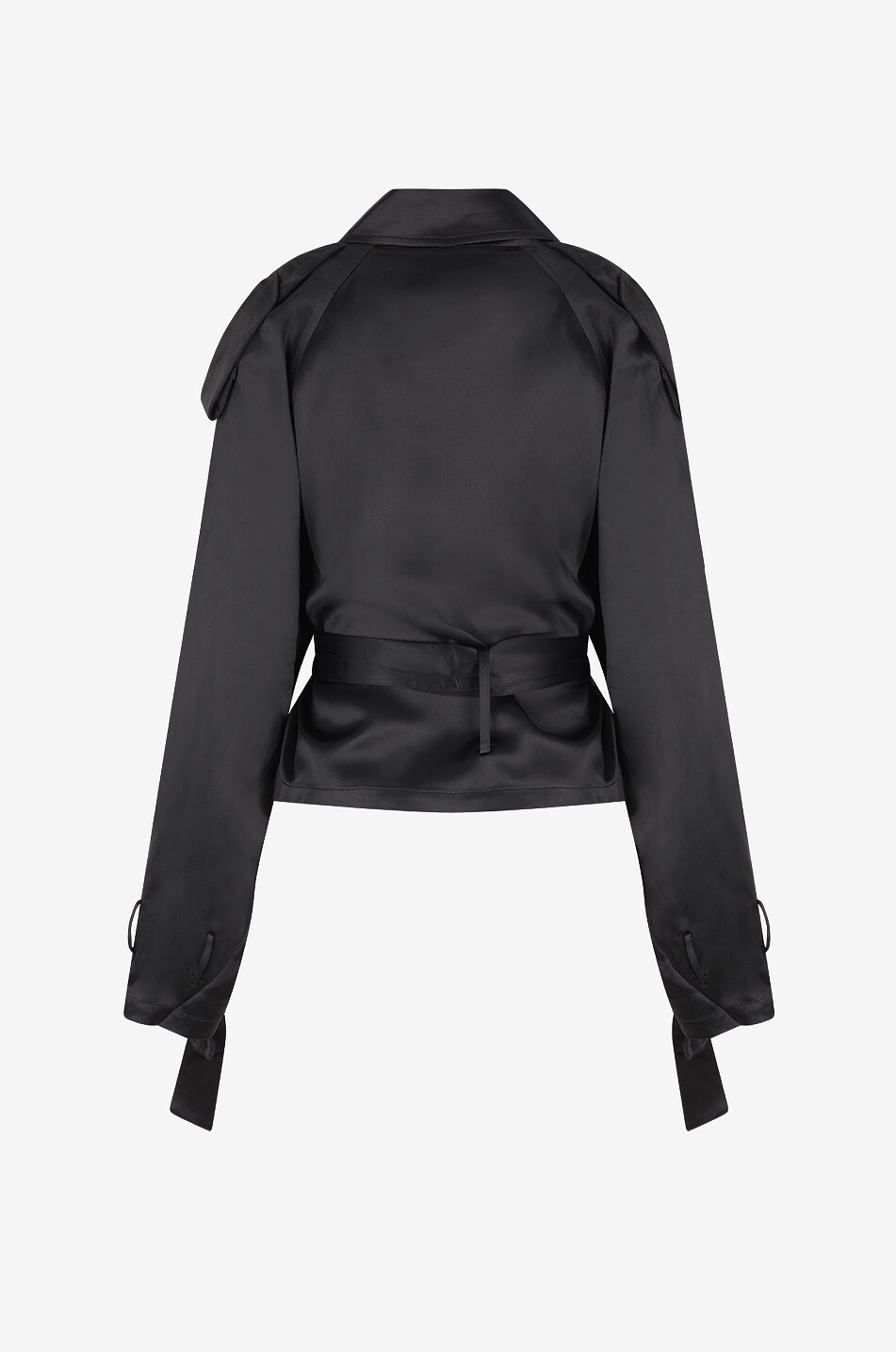 THE FRANKIE SHOP Simona satin short trench with raglan sleeves Women BLACK 2