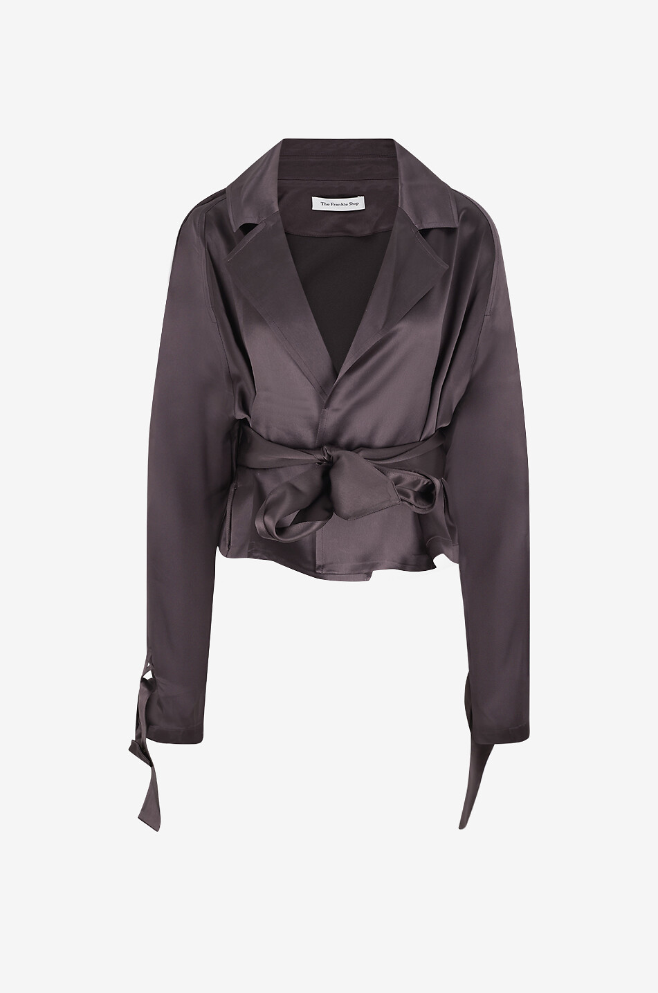 THE FRANKIE SHOP Simona satin short trench with raglan sleeves Women DARK BROWN 1