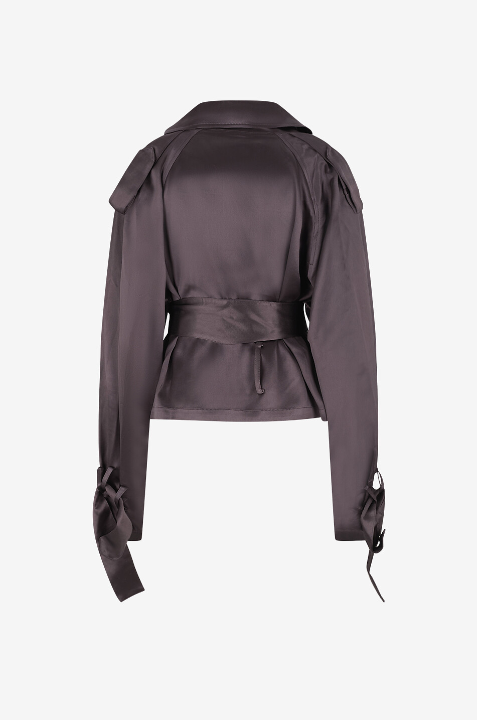 THE FRANKIE SHOP Simona satin short trench with raglan sleeves Women DARK BROWN 2
