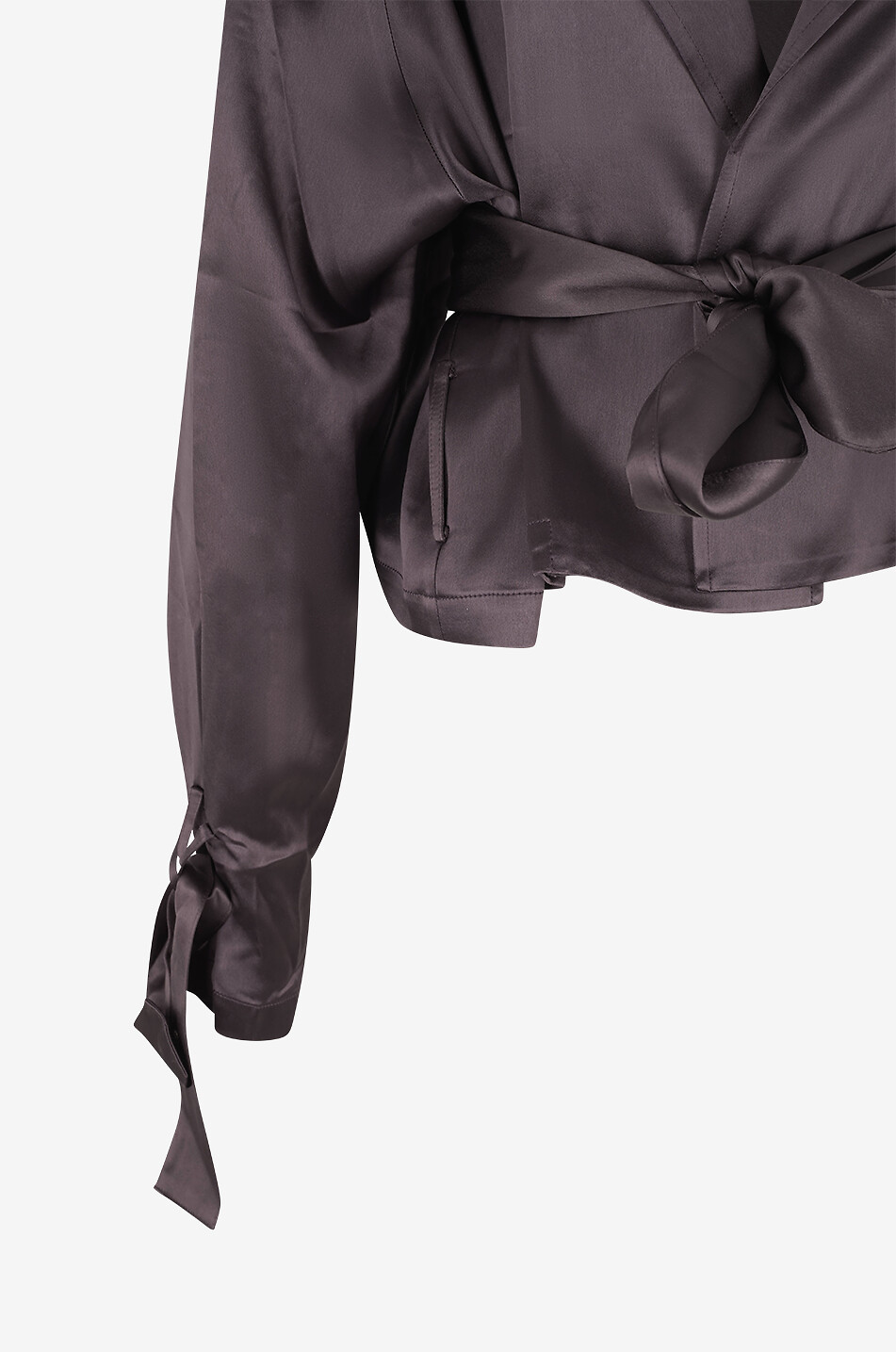 THE FRANKIE SHOP Simona satin short trench with raglan sleeves Women DARK BROWN 3