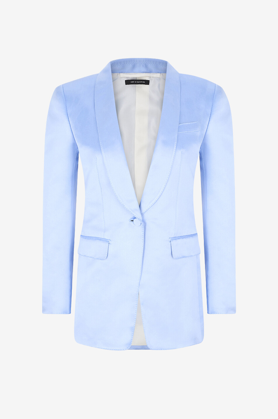 TOM FORD Blazer cintré à col châle en duchesse de coton et soie Femme BLEU CLAIR 1